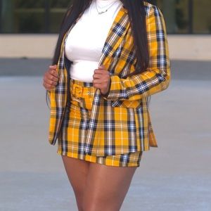 Yellow plaid blazer